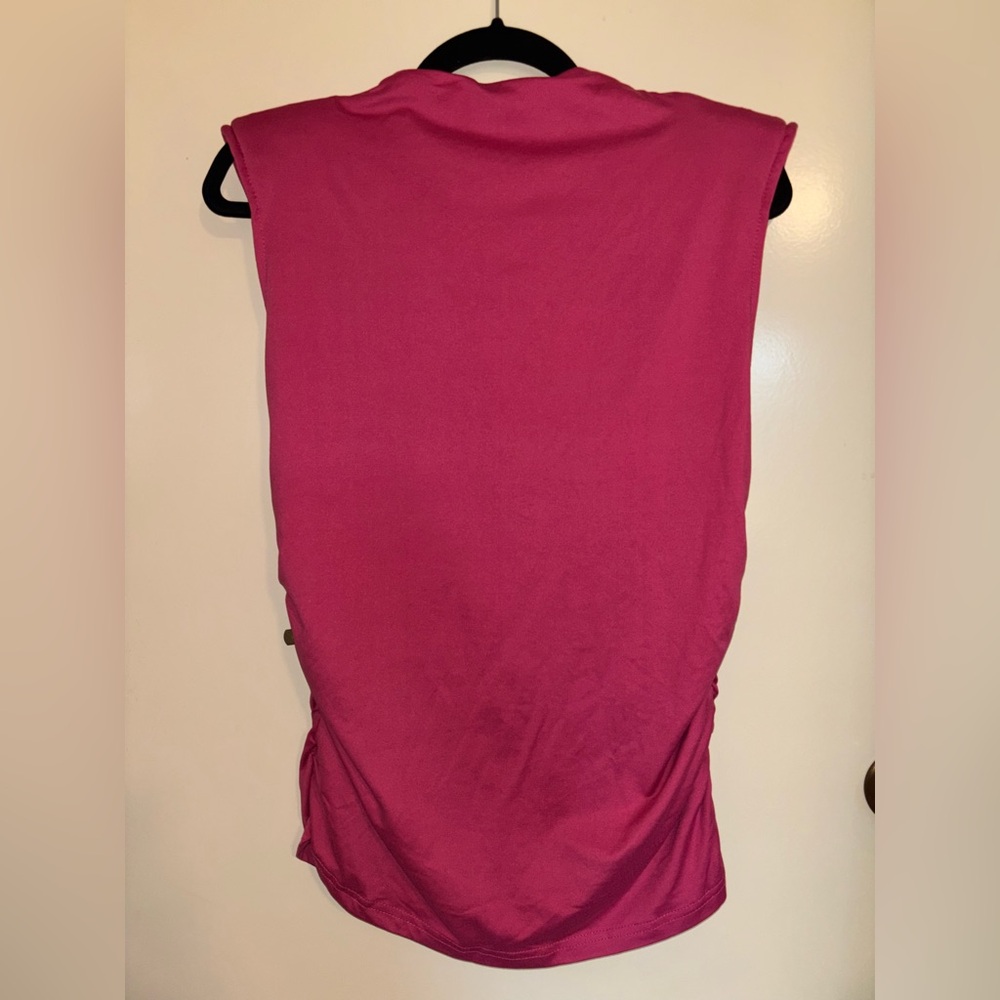 Pink Sleeveless Mock Neck Dress Shirt